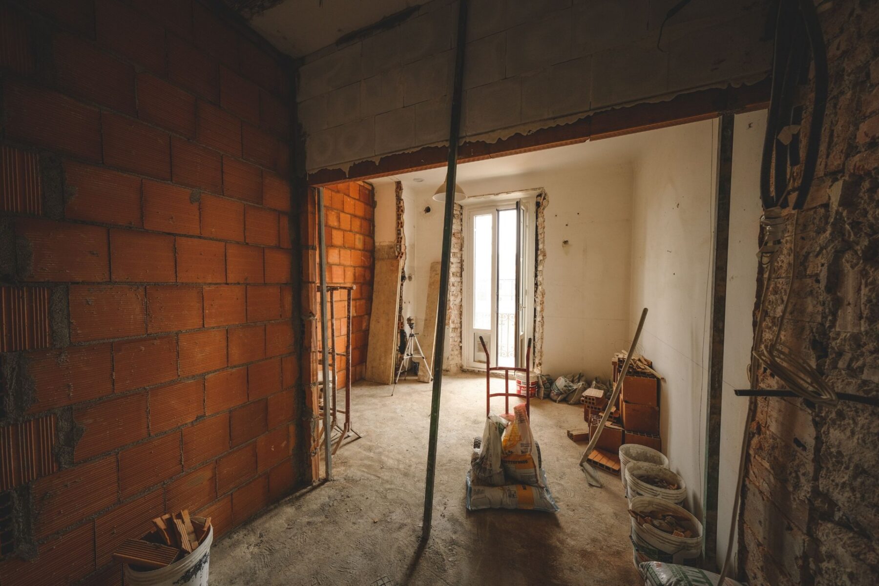 Brick interior during demolition