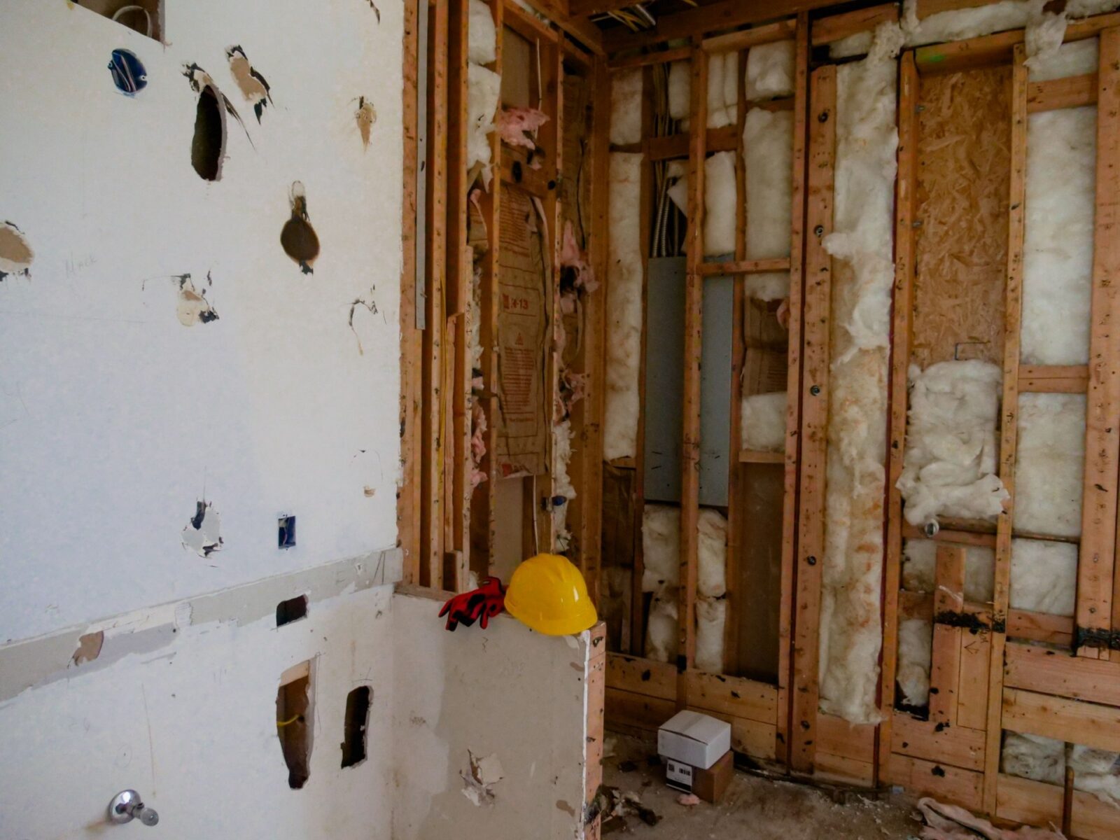 Interior wall with finishes removed